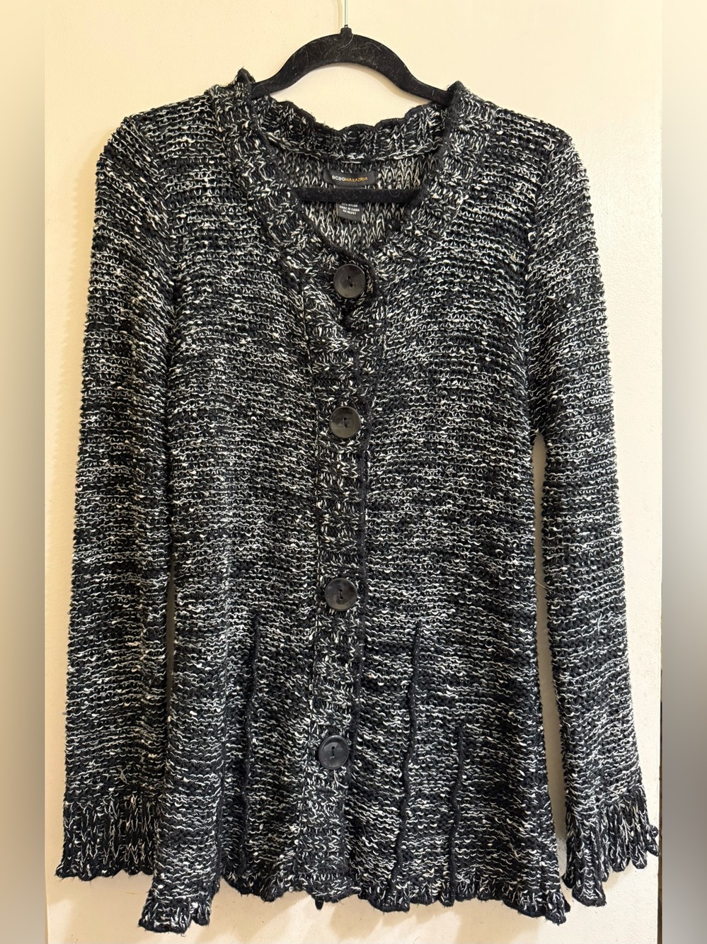 BCBG Marled Knit Button Cardigan